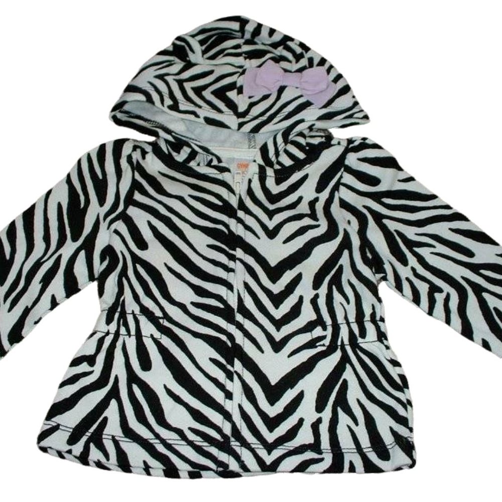 Gymboree Dress-Up Zebra Zip Hoodie Top Bow Baby Girls Size 6-12 months mos NWT